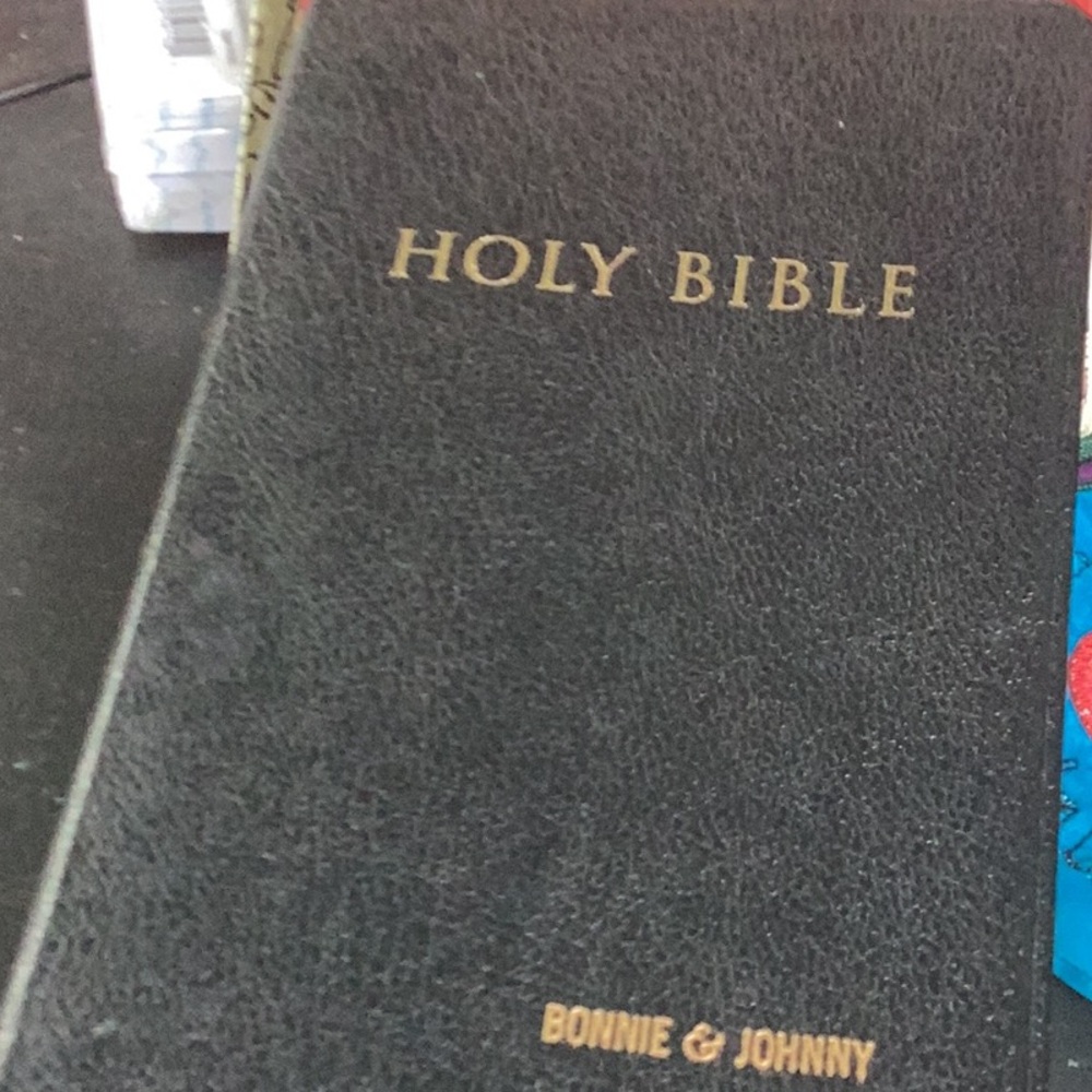 Black  leather big print like new Holy Bible gold edges